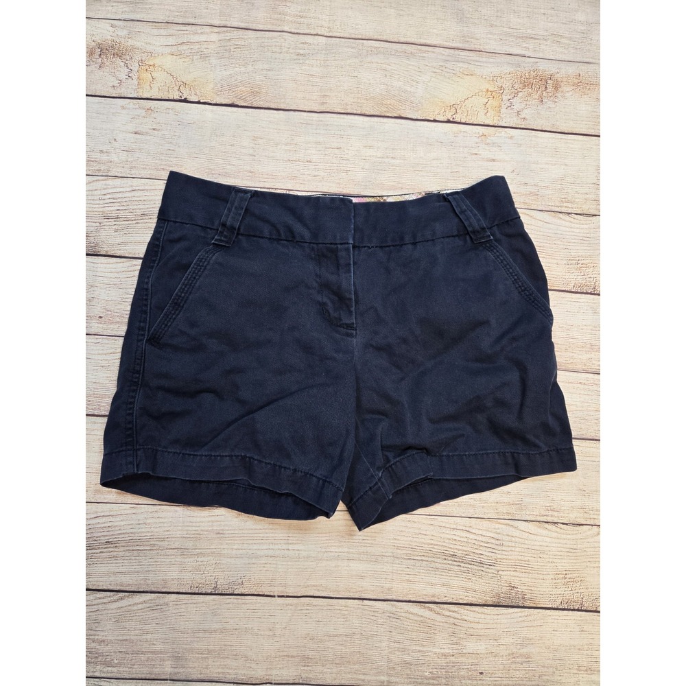 J.Crew CHINO City Fit Shorts Women's Size 2 Navy Blue 4" Inseam Preppy Classic